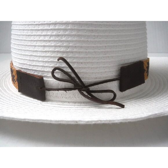 Beaded Hat Band Tan, Brown and Bronze w/ Leather